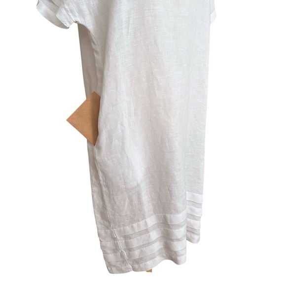 HARIS COTTON White Linen Shift Dress Relaxed Fit Beachy Coastal Size Small - Picture 4 of 12